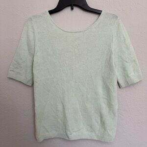 Maria McManus Cashmere Blend Short Sleeve Top Sz L Quiet Luxury Old Money Preppy